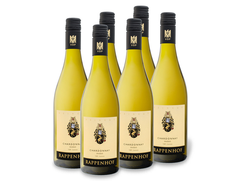 Gehe zu Vollbildansicht: 6 x 0,75-l-Flasche Weinpaket Weingut Rappenhof Chardonnay VDP. Gutswein trocken, Weißwein - Bild 1