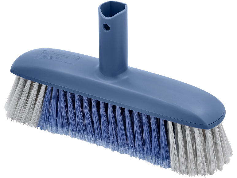 Blauer und weißer Besenkopf mit Stielbefestigung