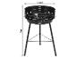 Schwarzer Holzkohlegrill mit einem Durchmesser von 33 cm und einer Höhe von 54 cm.