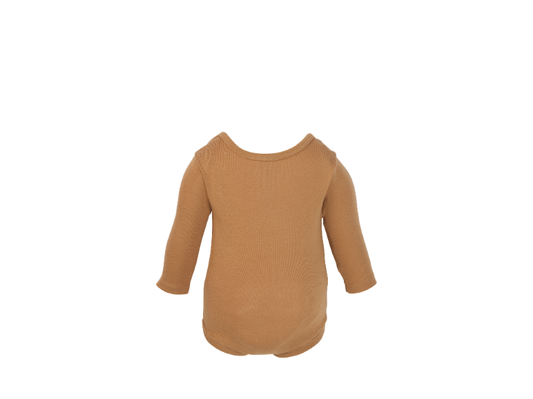 Brauner Langarm-Babybody, Rückansicht