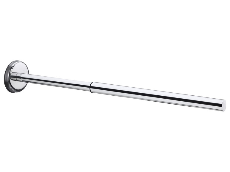 Eine verchromte Teleskop-Duschstange.