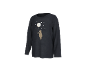 Schwarzes Langarmshirt mit einem Bären, der einen Mondballon und Sterne hält.