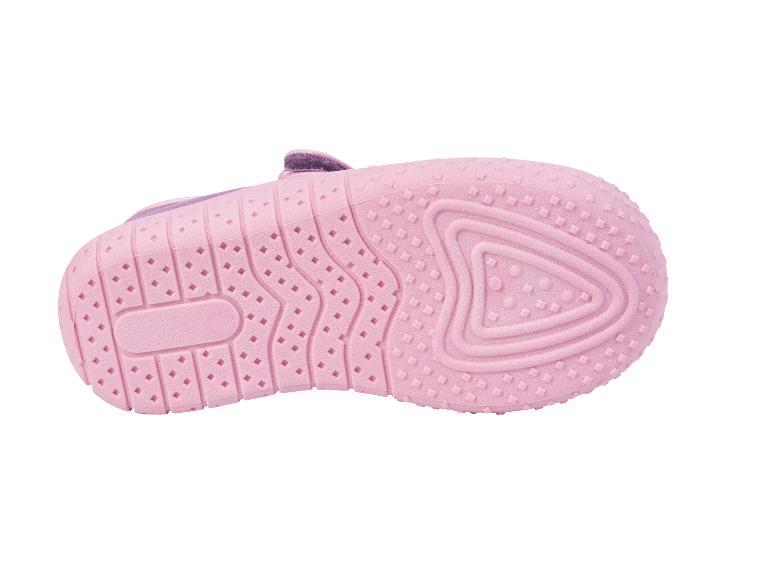Rosa Kinderschuhsohle mit rutschfestem Muster.