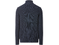 Herren-Rippstrickpullover in Dunkelblau mit Stehkragen, Rückansicht.