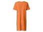 Orangefarbenes, kurzärmeliges, gerade geschnittenes Kleid, Rückansicht.