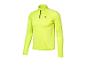 Neon-gelbes Langarm-Sportshirt mit Reißverschlusskragen und kleinem Logo auf der Brust.