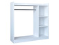 Weißer Kleiderschrank mit Kleiderstange und offenen Fächern
