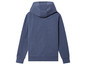 Ein blauer Hoodie mit Kapuze.