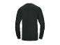 Rückenansicht eines schlichten schwarzen Langarm-T-Shirts.