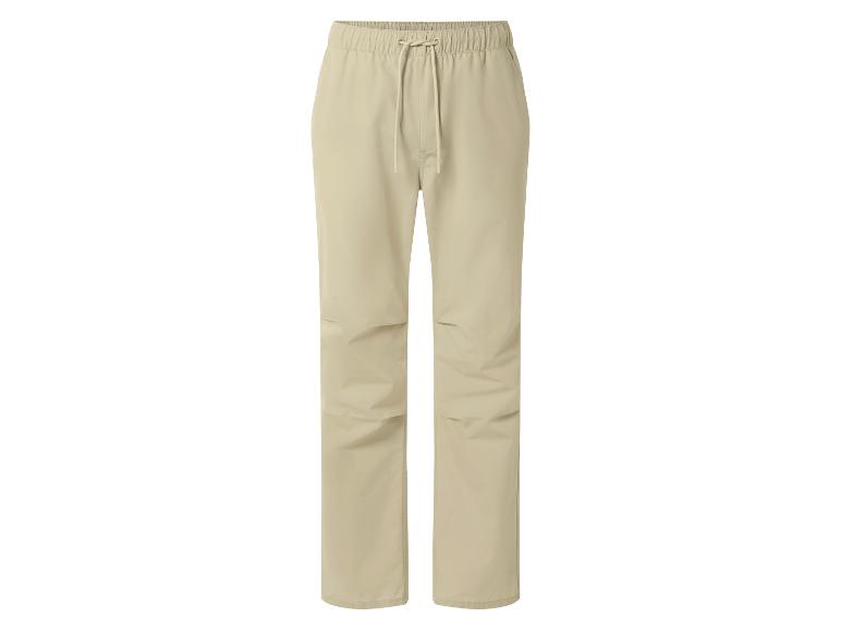 Beige Herren-Freizeithose mit elastischem Bund und Kordelzug.