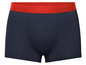 Dunkelblaue Boxershorts mit rotem Bund.