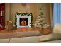 Weihnachtlich dekoriertes Wohnzimmer mit Kamin, Adventskalender-Baum und gemütlicher Einrichtung.