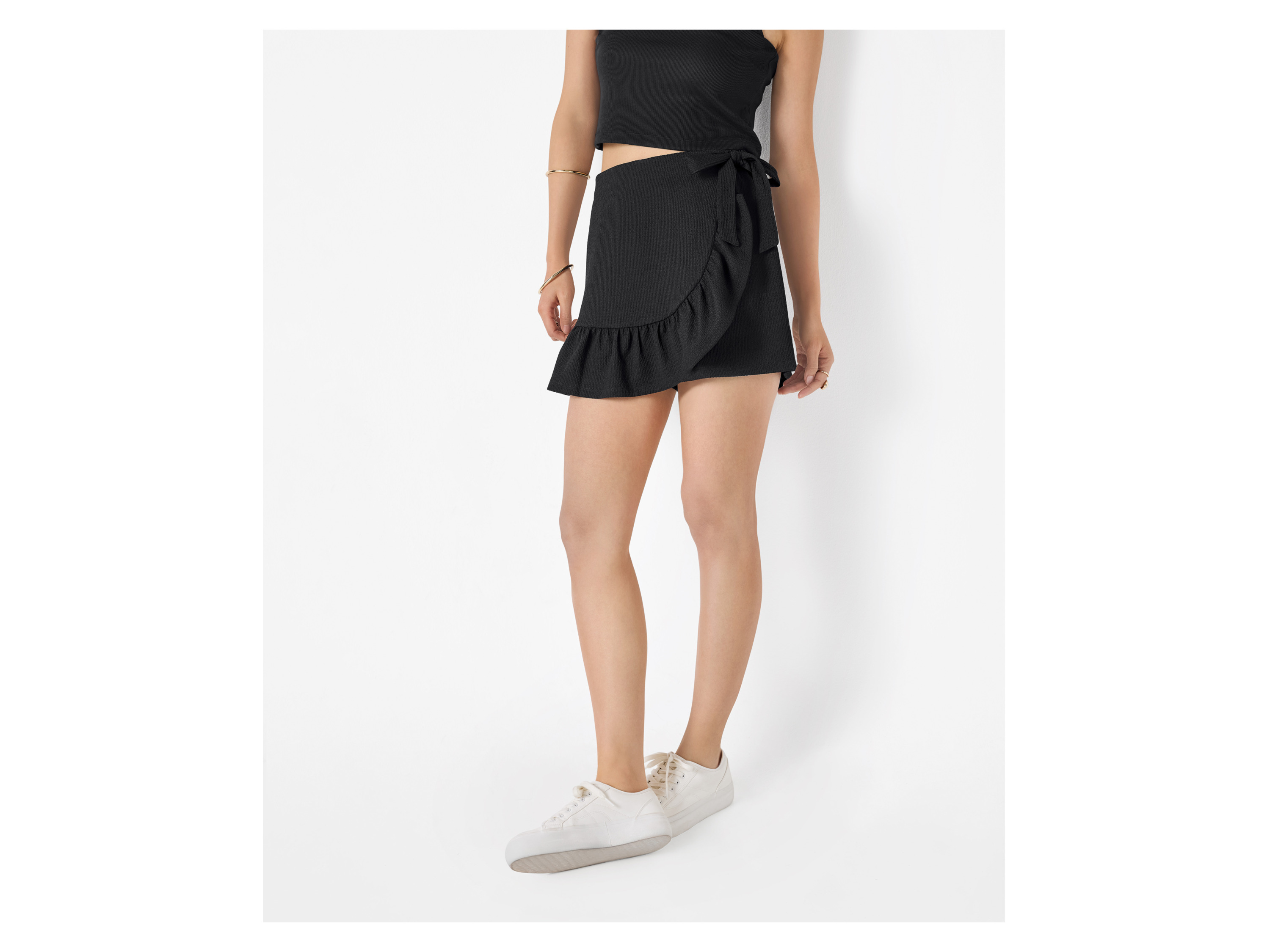 ESMARA® Damen Wickel-Hosenrock (Schwarz, XS(32/34)) – Bild 2 von 3