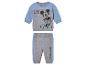 Ein grauer Mickey Mouse Pullover und eine Hose für Babys.