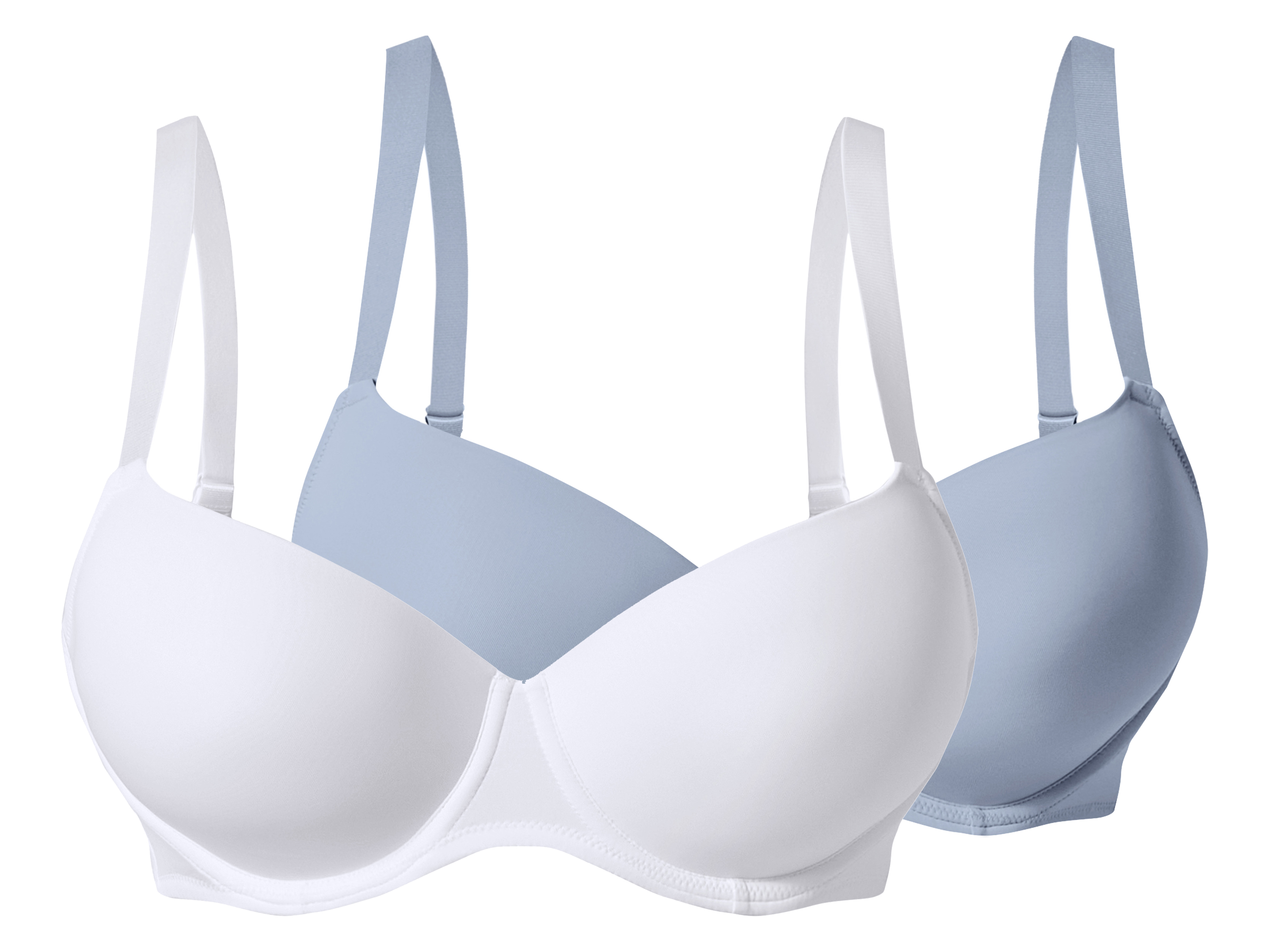ESMARA® Damen Bügel BH gemouldet, 2 Stück (Blau/Weiß, 90C)