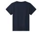 Rückseite eines marineblauen kurzärmeligen Kinder-T-Shirts