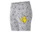 Graue Pyjamahose mit Ballmuster und gelber Zeichentrickfigur.