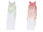 Zwei Sets Mädchen-Tanktops mit verschiedenen Mustern, darunter Herzen und Punkte.