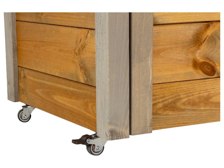Holzpflanzkübel mit Rollen, Seitenansicht