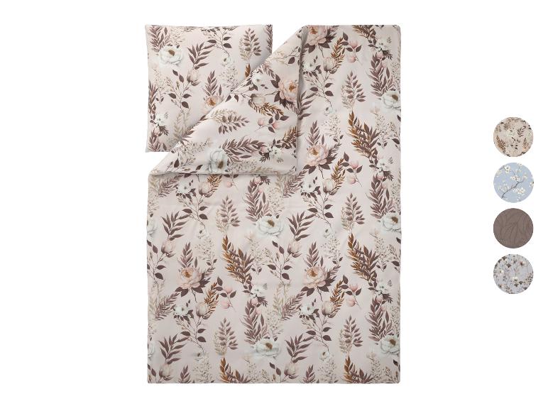 Bettwäsche-Set mit Blumenmuster in Beige- und Brauntönen, mit Kissenbezug.
