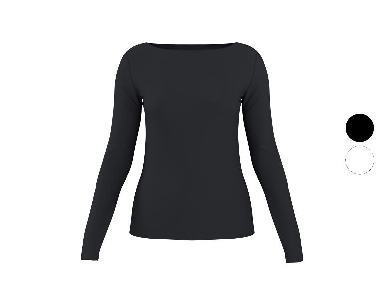 Schwarzes Damen-Langarmshirt mit U-Boot-Ausschnitt