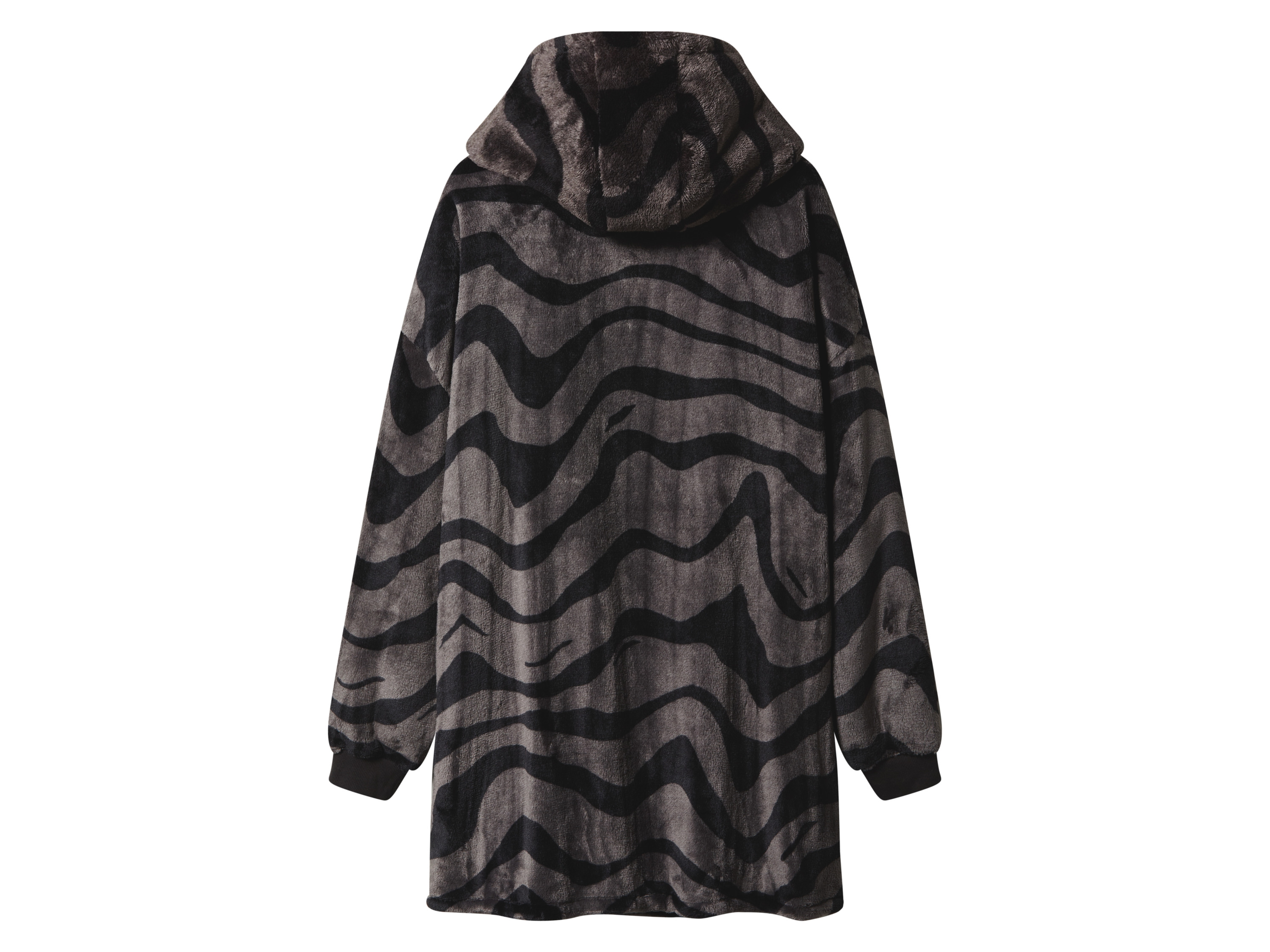 Thumbnail - Damen Herren Pullover Oversize Plüsch (grau/schwarz, S/M)