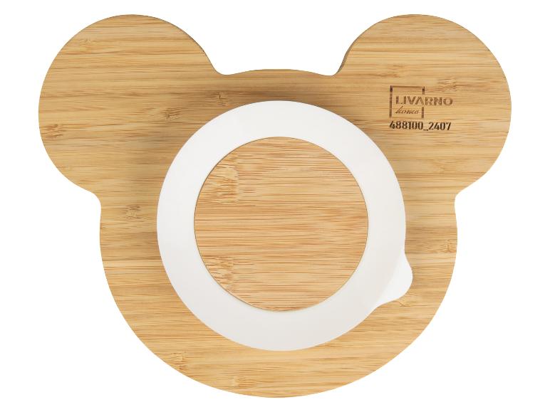 Livarno Home Bambus-Teller mit Keramik-Untersetzer.