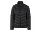 Eine schwarze Steppjacke mit Reißverschluss.