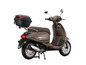 Ein brauner Alpha Motors Cappuccino Scooter mit Topcase