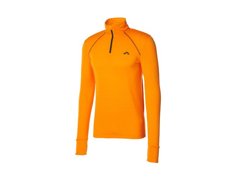 Orangefarbenes Langarm-Sportshirt mit kurzem Reißverschluss