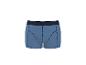 Blaue Boxershorts mit dunklen Nähten und elastischem Bund.
