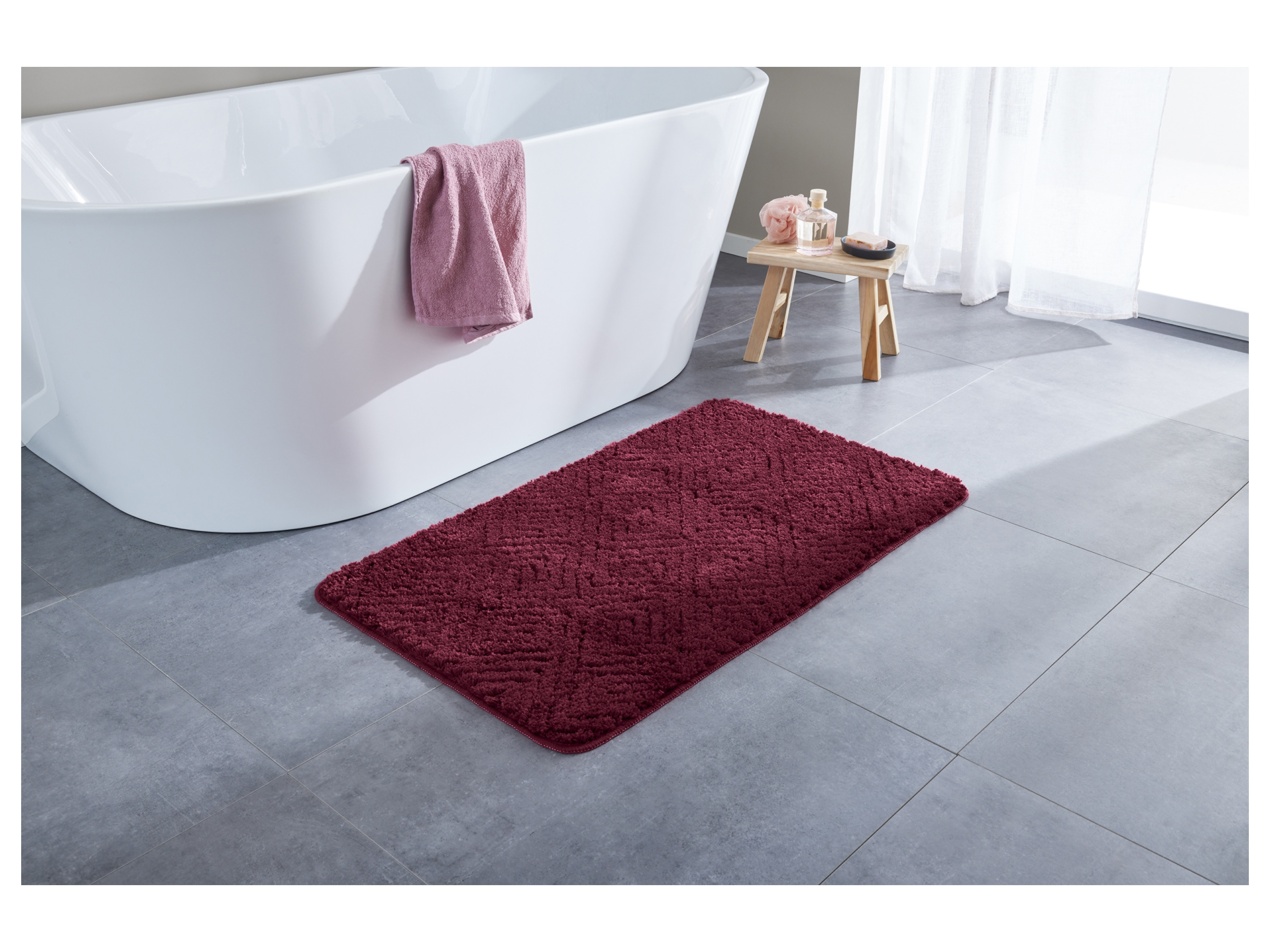 Thumbnail - LIVARNO home Kurzflor-Badematte, mit rutschhemmender Unterseite (Rot)