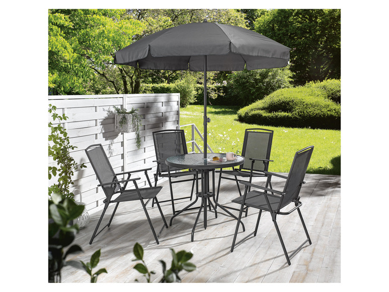 Gehe zu Vollbildansicht: LIVARNO home Sitzgruppe mit Sonnenschirm, 6-teilig, anthrazit - Bild 2