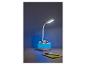 Tischlampe mit integriertem Stiftehalter, blaue LED-Beleuchtung.