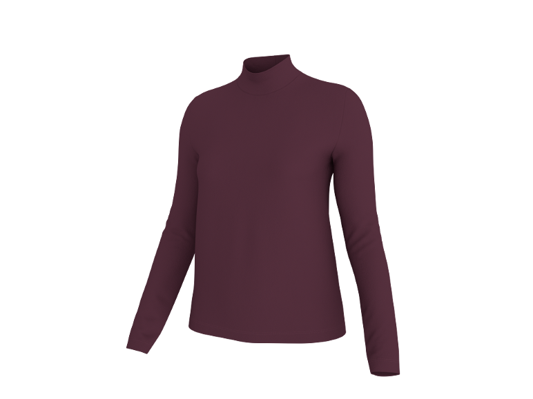Weinroter Damen-Rollkragenpullover mit langen Ärmeln