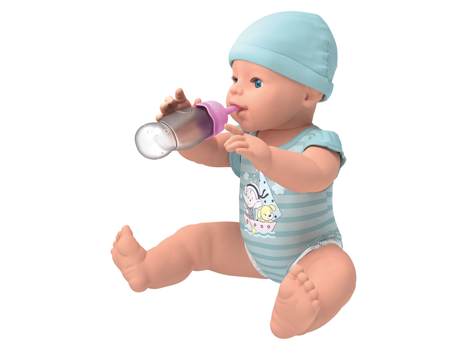PLAYTIVE Babypuppe »Toni«, mit Trink- und Nässefunktion (Türkis)