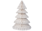 Dekorativer Weihnachtsbaum aus gefaltetem weißem Papier.