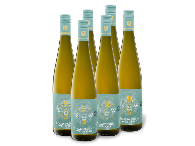 6 x 0,75-l-Flasche Weinpaket Staatsweingut Weinsberg Riesling VDP.Gutswein trocken, Weißwein
