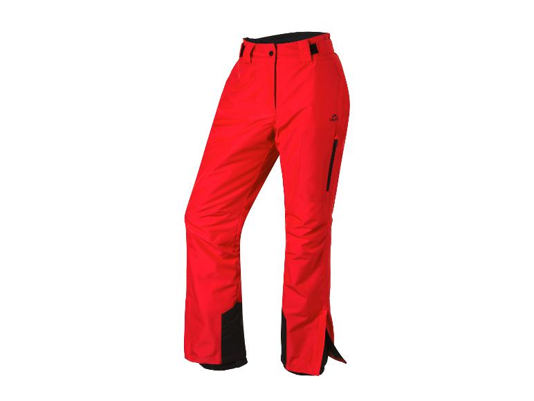 Rote Skihose mit schwarzen Details und dem Crivit-Logo am Oberschenkel.