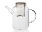 Eine Glas-Teekanne mit einem losen Tee-Infuser.