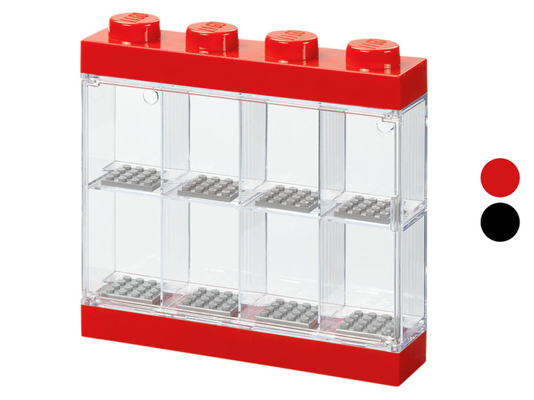 Lego-Vitrine mit 6 Fächern, rot