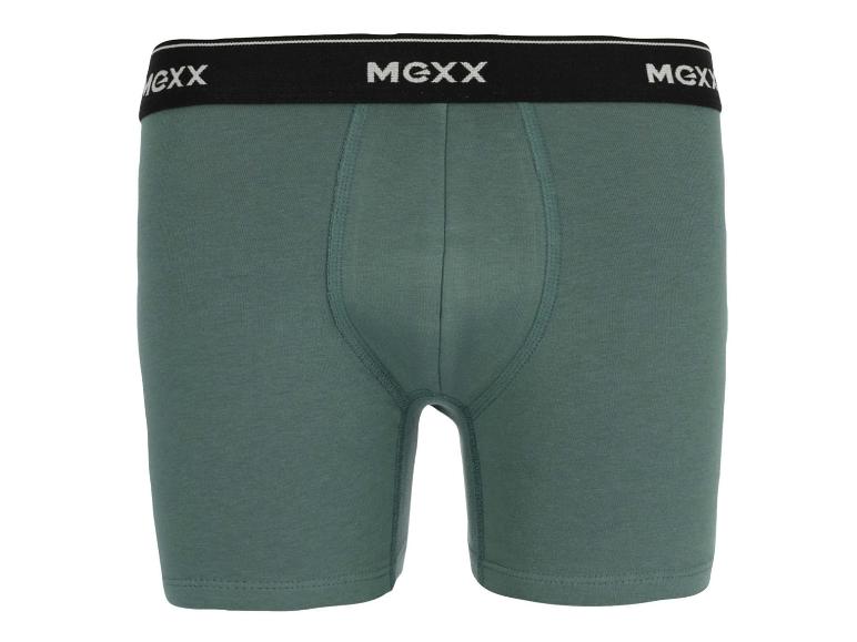 Ein Paar grüne Boxershorts der Marke MGXX.