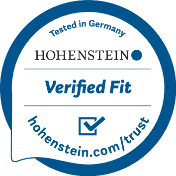 Siegel für geprüfte Passform: Getestet in Germanland, Verified Fit, hohenstein.com/trust