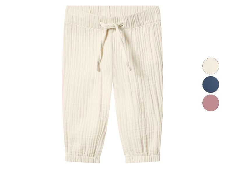 Cremefarbene Musselin-Hose mit Kordelzug und elastischen Bündchen, mit zusätzlichen Farboptionen.