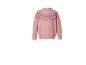 Rosa Kinder-Strickpullover mit Norwegermuster am Kragen