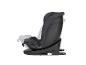 Schwarzer Kindersitz mit verstellbaren Positionen, Seitenansicht.