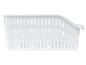 Ein weißer rechteckiger Aufbewahrungskorb mit Löchern.