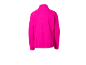 Rückenansicht einer leuchtend pinken Fleecejacke mit Stehkragen.