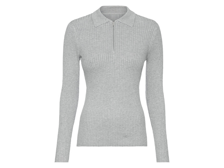 Gehe zu Vollbildansicht: esmara® Damen Rippstrick-Pullover, mit Polokragen und Reißverschluss - Bild 5