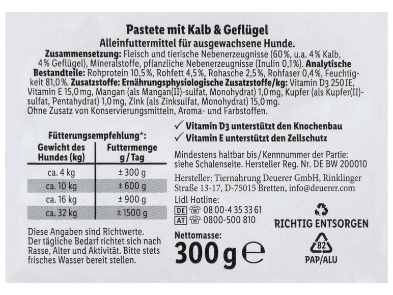 Gehe zu Vollbildansicht: ORLANDO Hundevollnahrung Feine Pastete mit Kalb & Geflügel, 21 x 300 g - Bild 4
